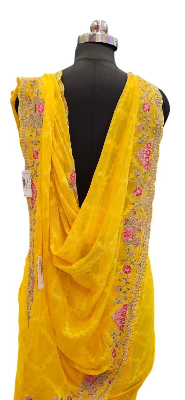 The Canary Heritage Scallop Saree