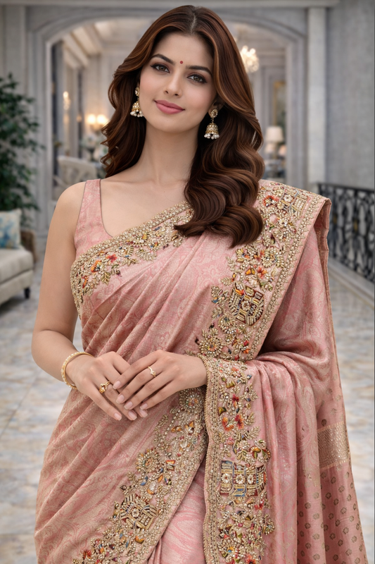 Rose Gold Doli Heritage Silk Saree