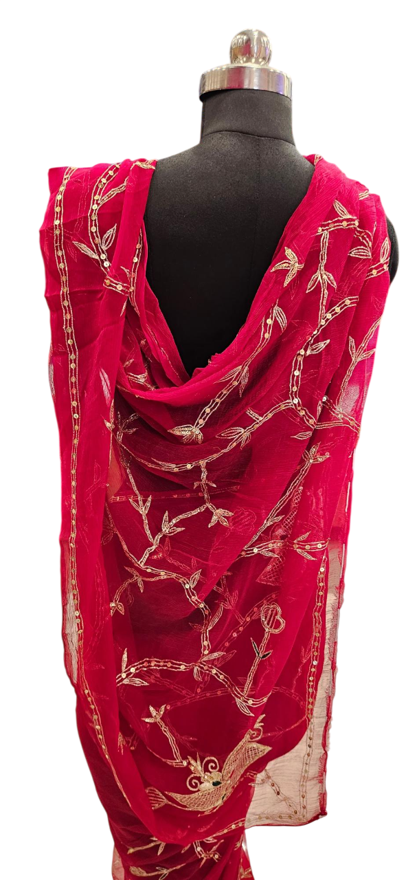 Crimson Bird Embroidered Saree