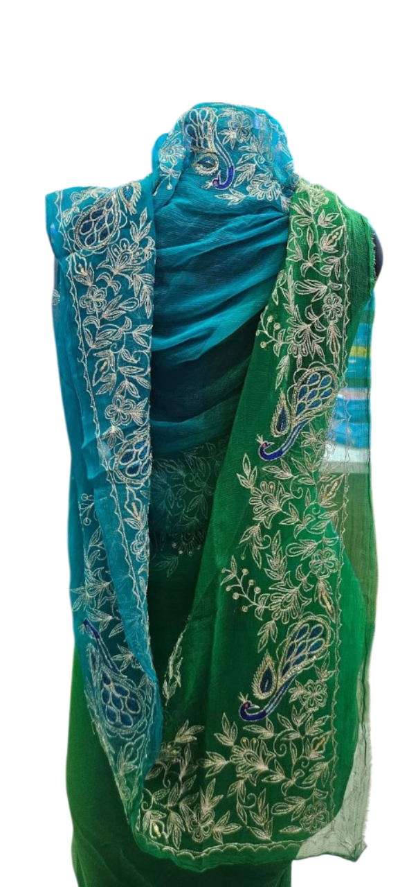 Emerald Peacock Embroidered Saree