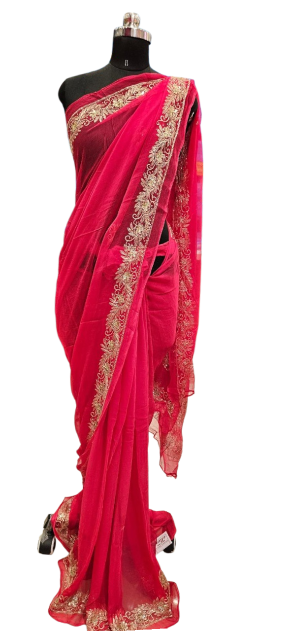Ruby Bloom Zari Embroidered Saree