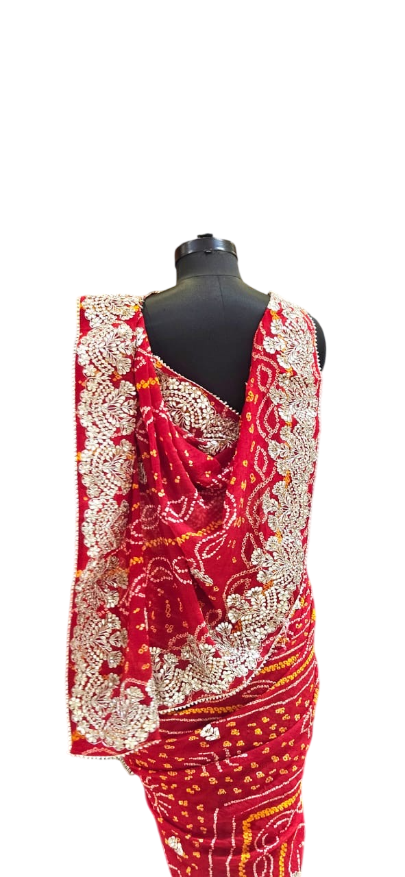 The Crimson Heritage Bandhej/Bandhani Saree