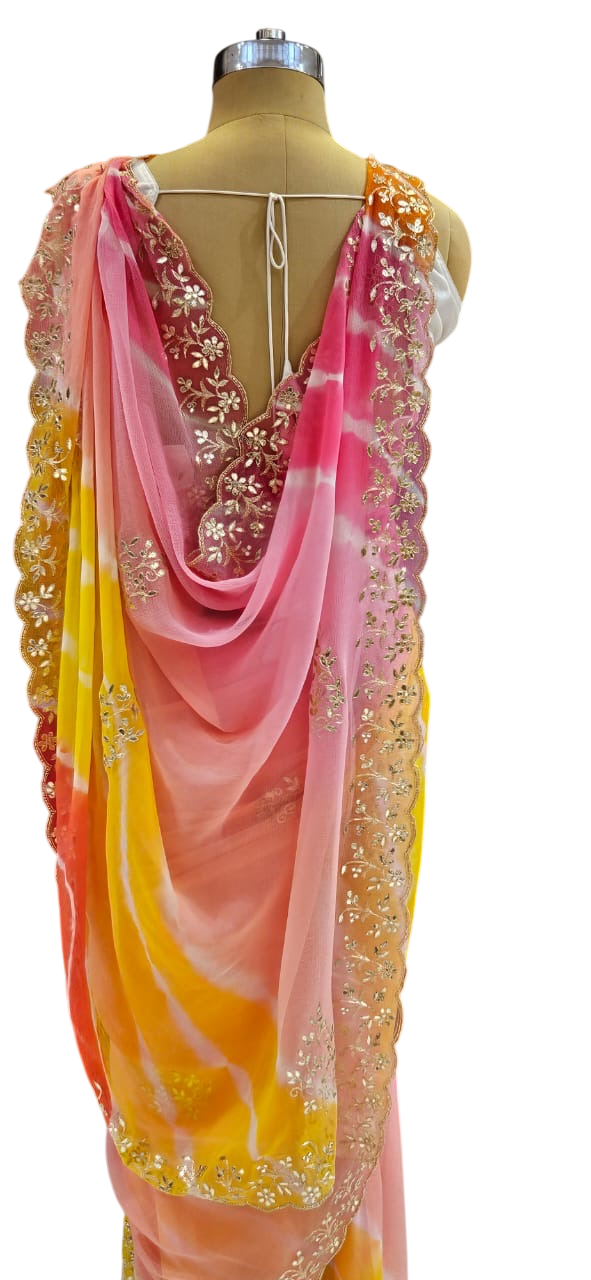 The Regal Teal Silk Pure Chiffon Saree