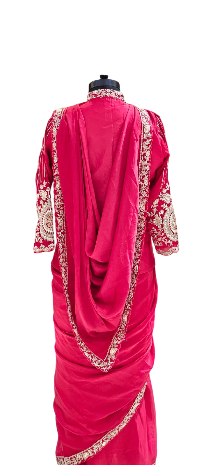 The Crimson Royale Silk Saree With Designer Stitch Blouse