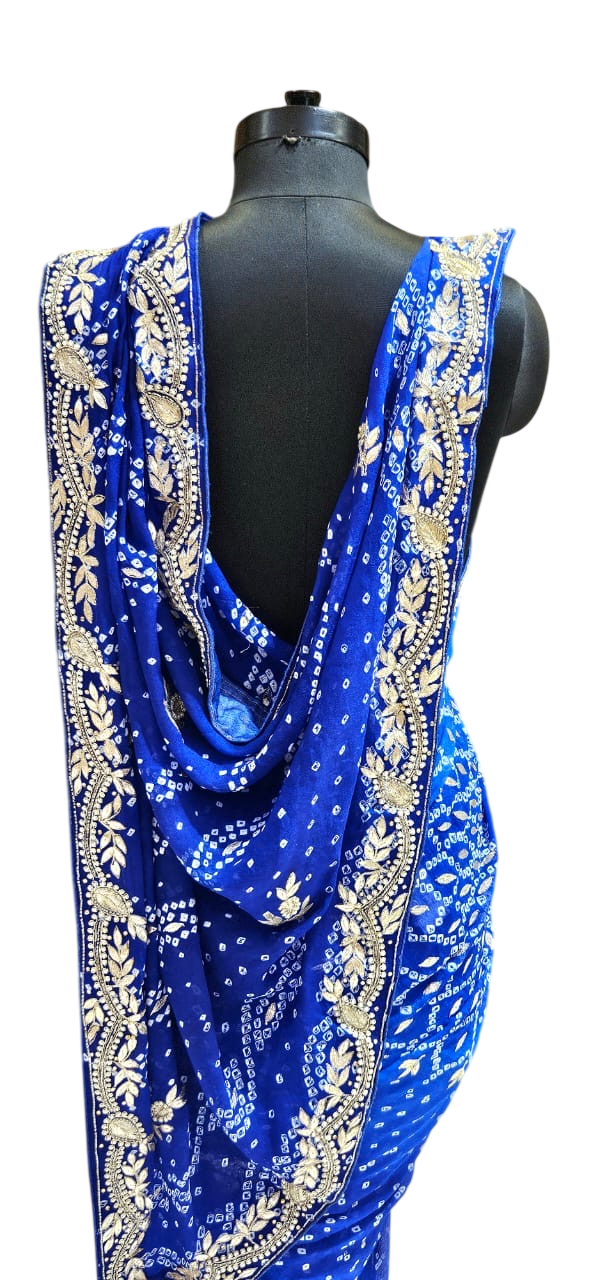 The Indigo Bloom Bandhej/Bandhani Saree