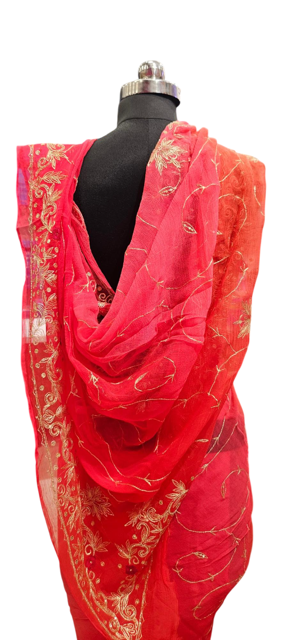 Radiant Coral Zari Grace Saree