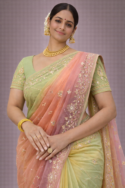 Pastel Harmony Ombre Saree