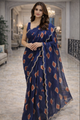 The Midnight Ikat Scallop Saree