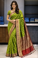 Olive Green Banarasi Art Silk Saree with Maroon Zari Pallu