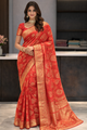 Royal Vermilion Zari Weave Saree