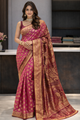 Malavika: Deep Pink & Maroon Banarasi Silk Kanjivaram Fusion Saree