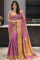 Lavender Dream: Woven Silk Saree with Kanjivaram-Style Border