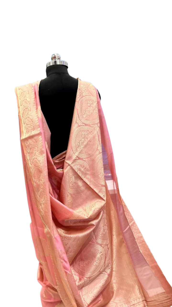 Shimla: Soft Pink Banarasi Silk-Linen Saree