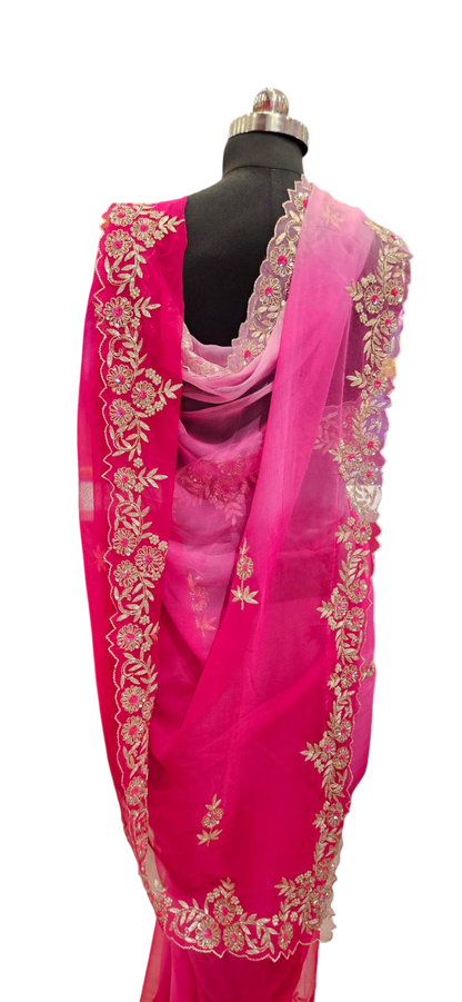 Rosy Radiance Ombre Saree