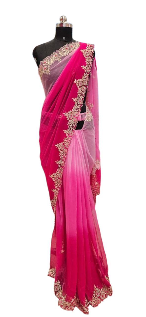 Rosy Radiance Ombre Saree