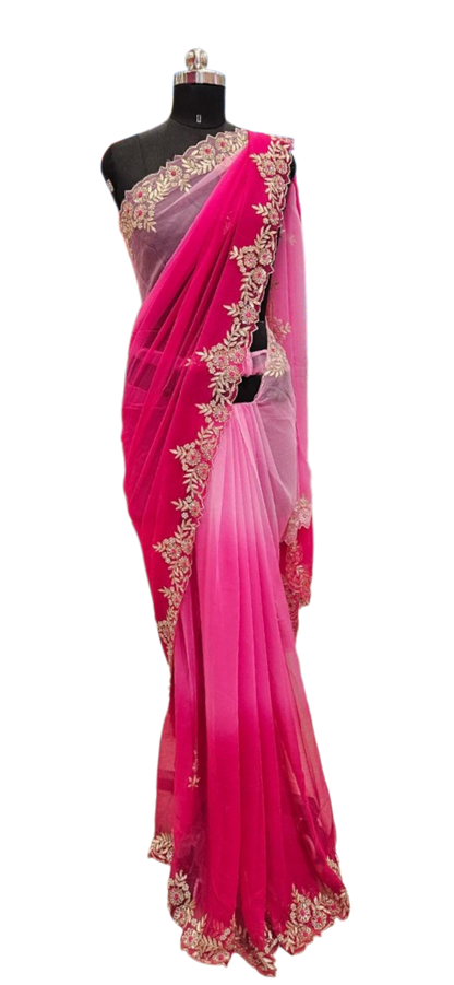 Rosy Radiance Ombre Saree