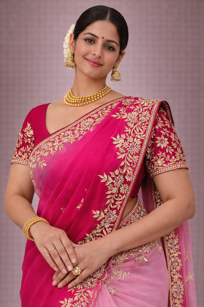 Rosy Radiance Ombre Saree