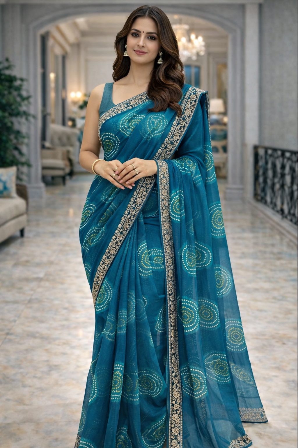 Azure Blossom  Saree