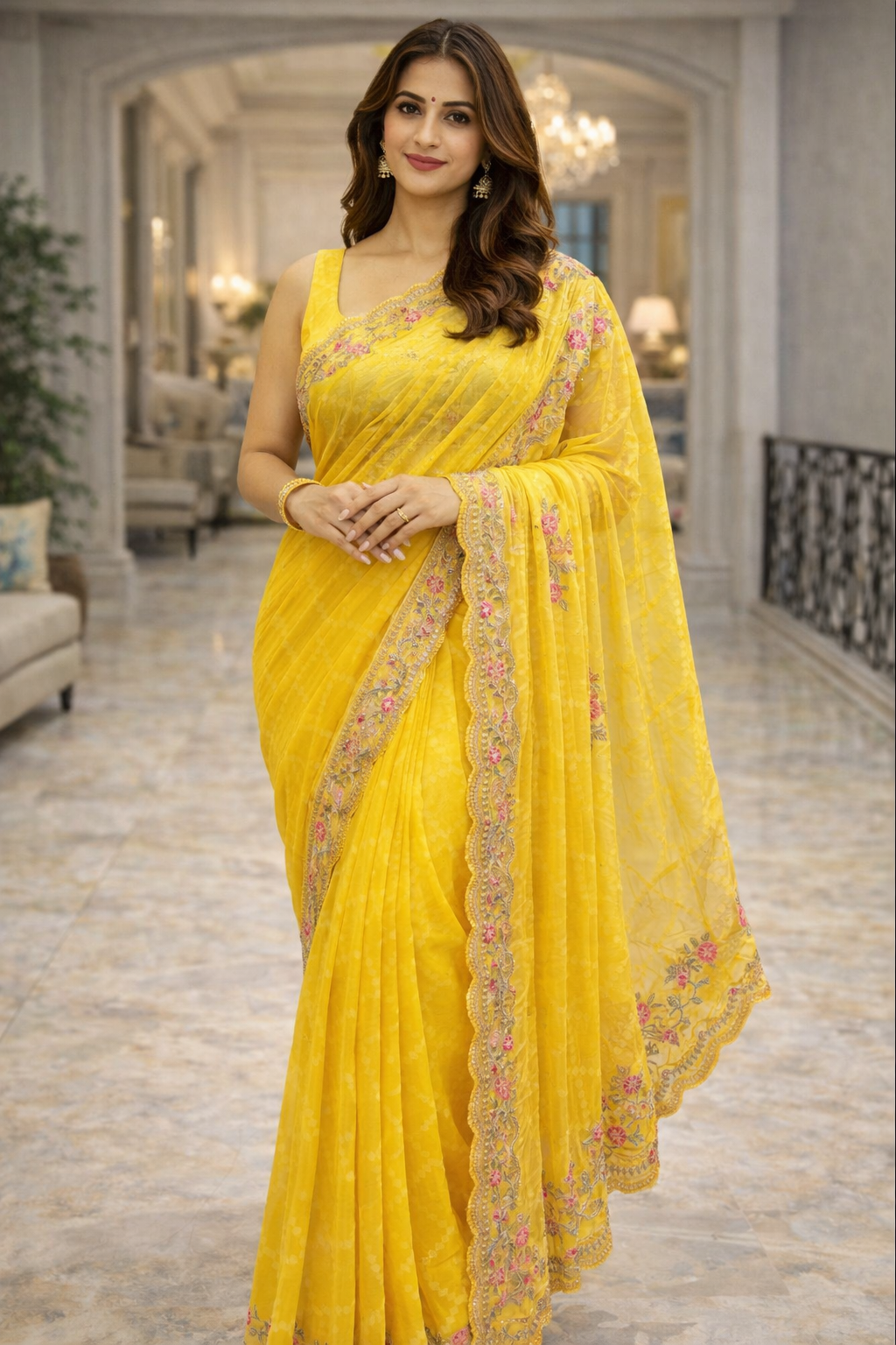 The Canary Heritage Scallop Saree