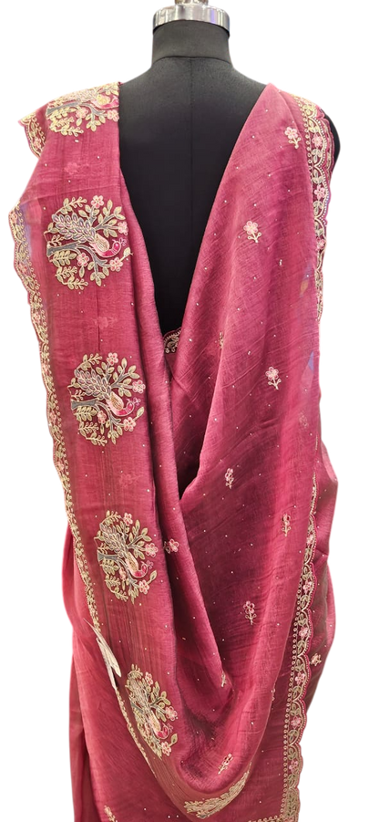 The Wine Aura Scalloped  Saree