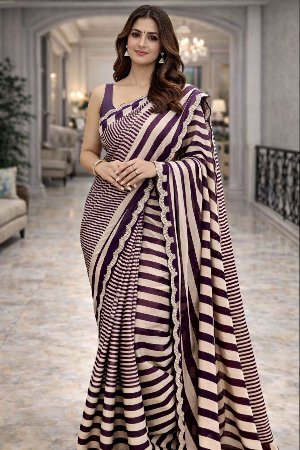 Zinnia Peach Floral Saree