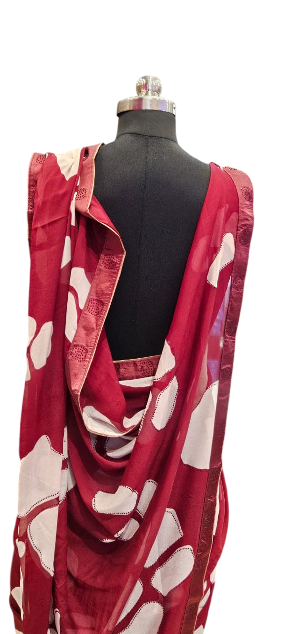 The Crimson Cloud Georgette Saree