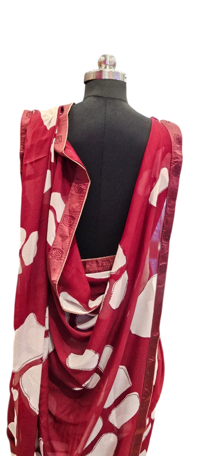 The Crimson Cloud Georgette Saree