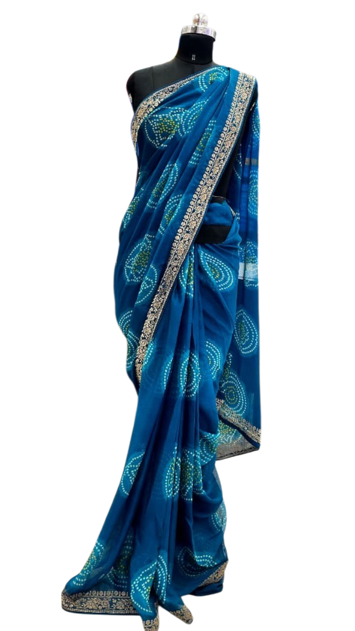 Azure Blossom  Saree