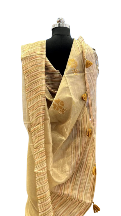 Sahara Gold Striped Chanderi Saree