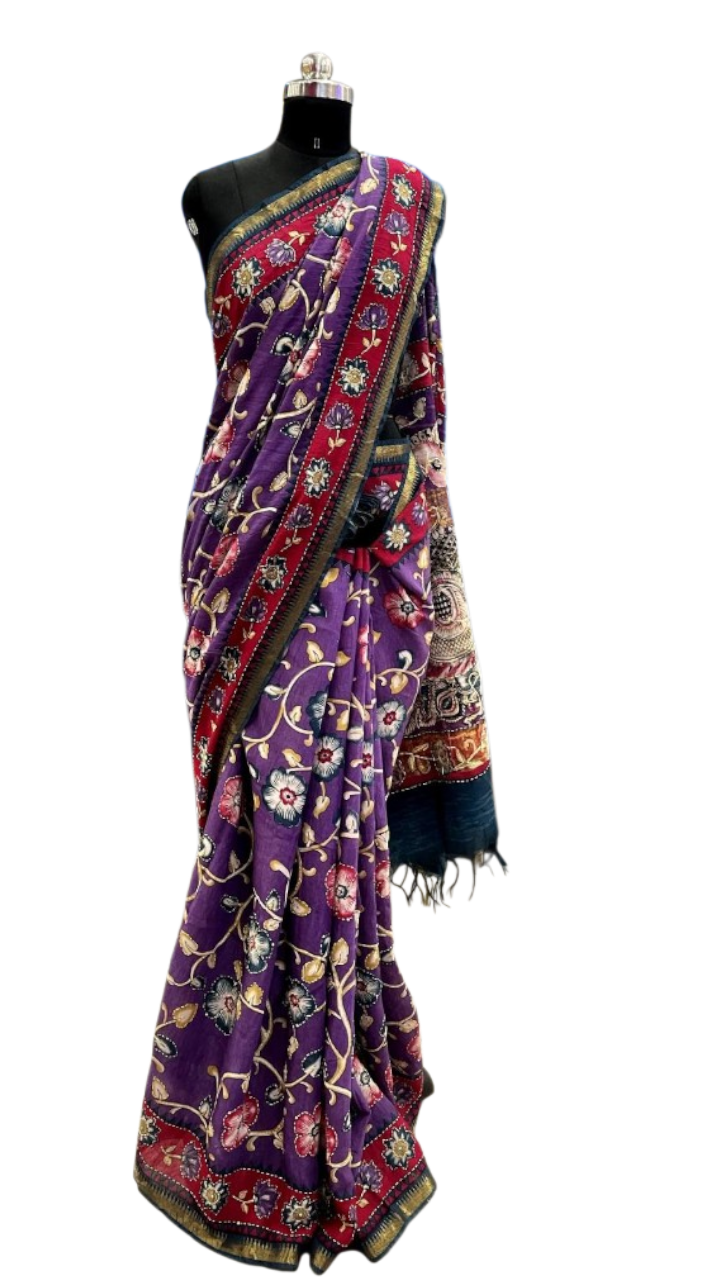 Royal Purple Kalamkari Silk Saree