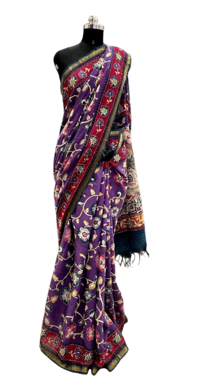 Royal Purple Kalamkari Silk Saree