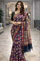 Royal Purple Kalamkari Silk Saree