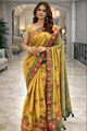Mustard Heritage Elephant Motif Saree