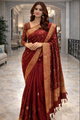 Maroon Royal Bandhani Fusion Saree