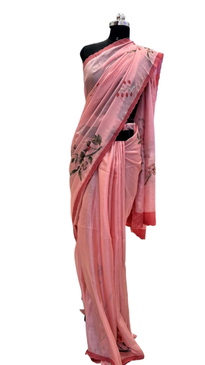 Blush Bloom Scalloped  Saree