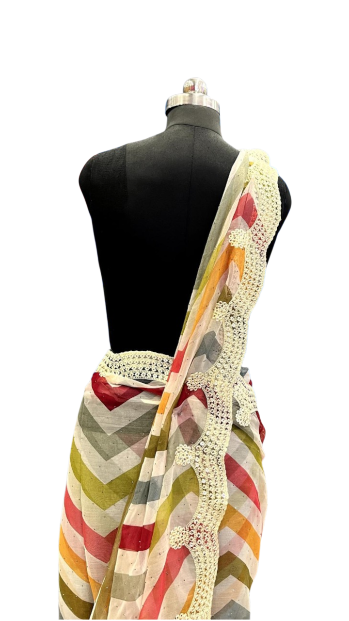 Iris Multihue Scalloped Saree