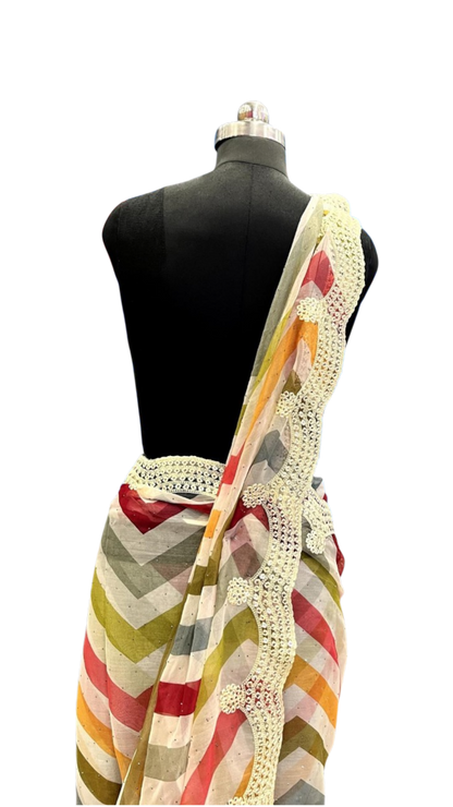 Iris Multihue Scalloped Saree