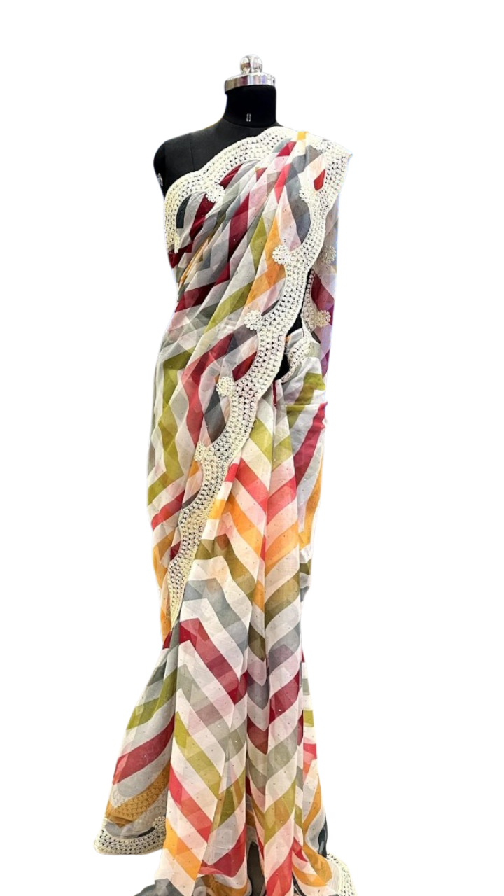 Iris Multihue Scalloped Saree