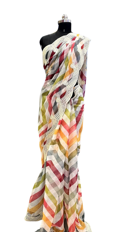 Iris Multihue Scalloped Saree