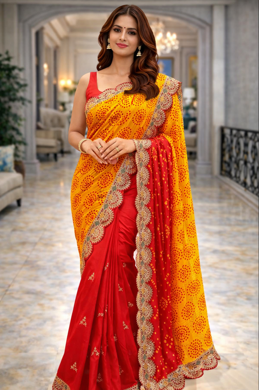 Sunshine Bandhani Designer Saree