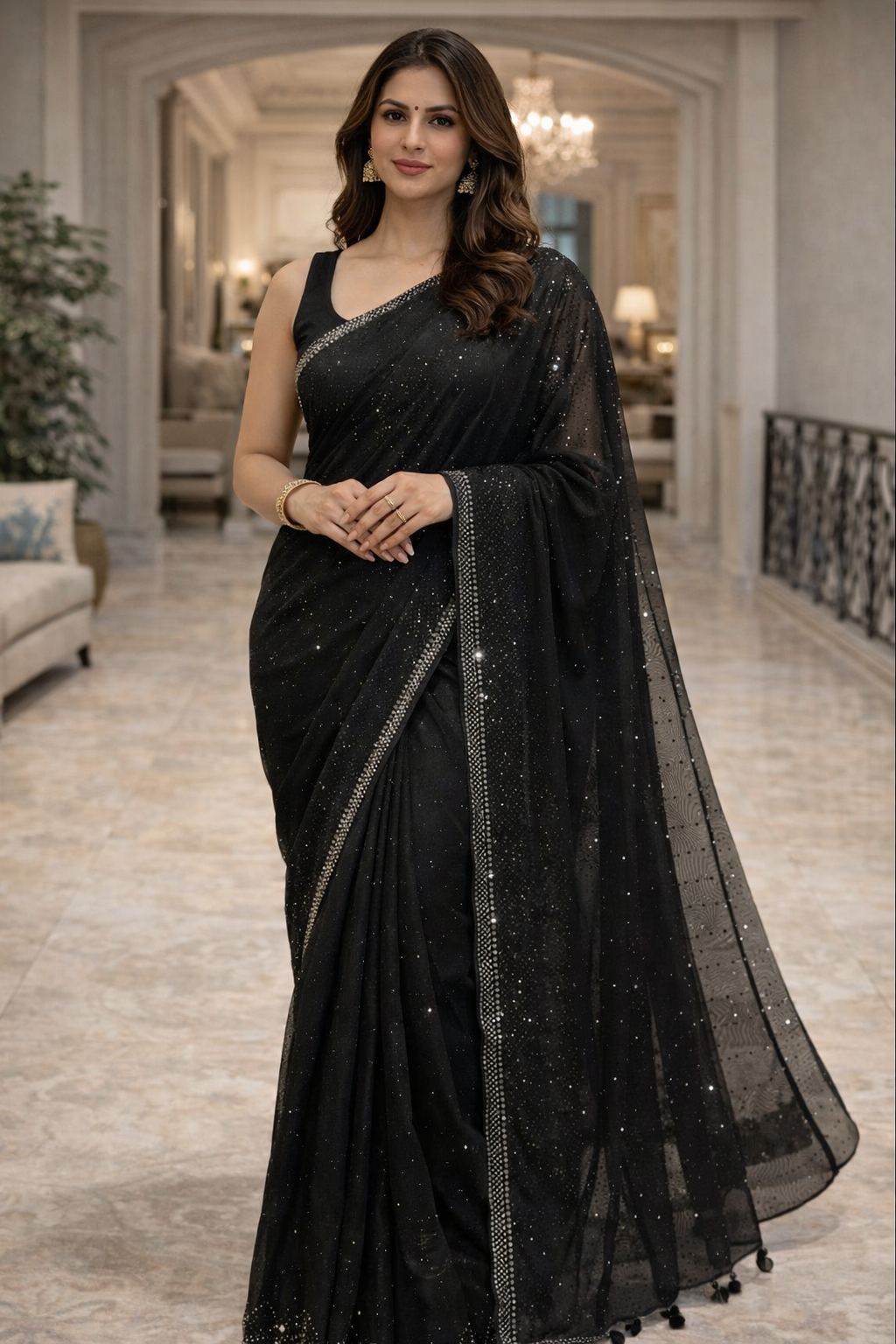 The Noir Galaxy Sequin Saree