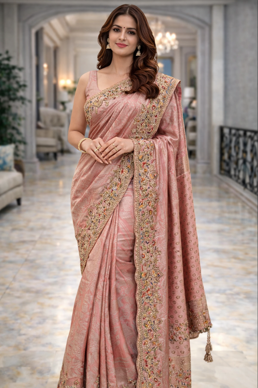 Rose Gold Doli Heritage Silk Saree