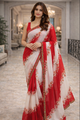 The Crimson Bloom Chiffon Saree