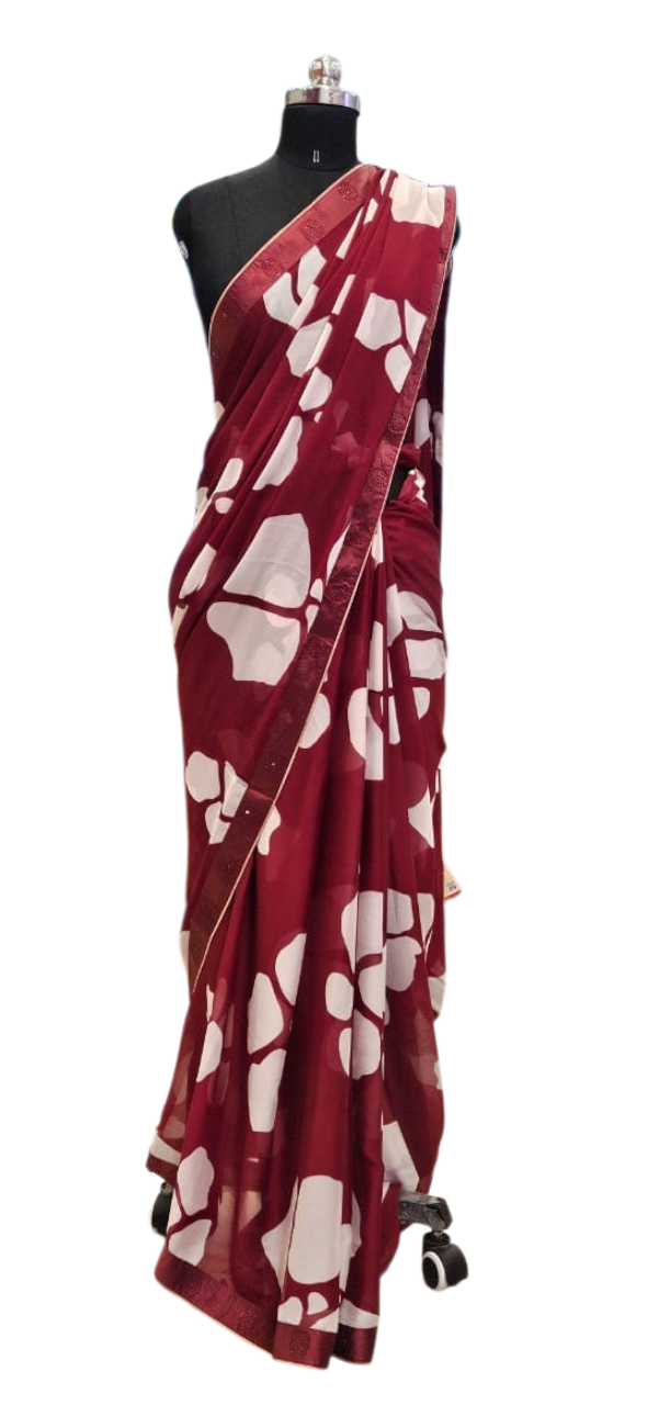 The Crimson Cloud Georgette Saree