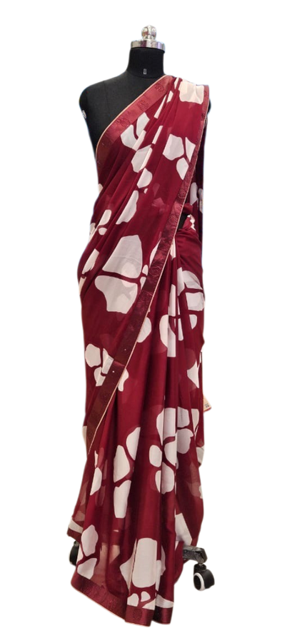 The Crimson Cloud Georgette Saree