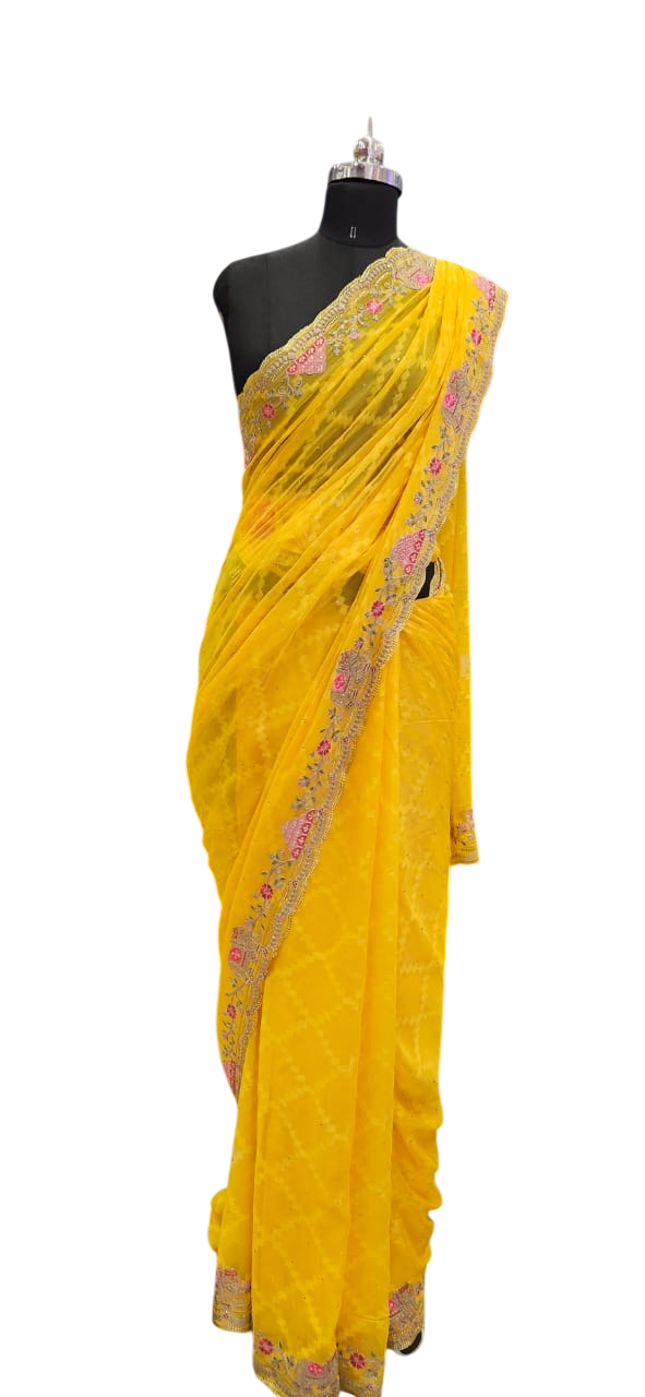 The Canary Heritage Scallop Saree