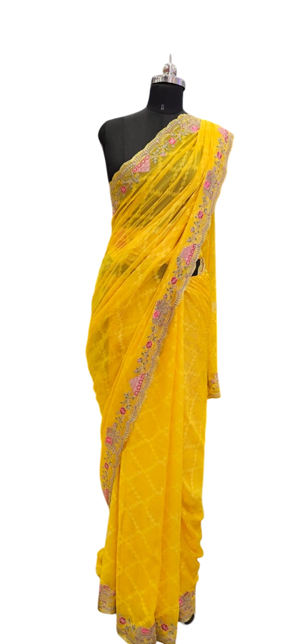 The Canary Heritage Scallop Saree