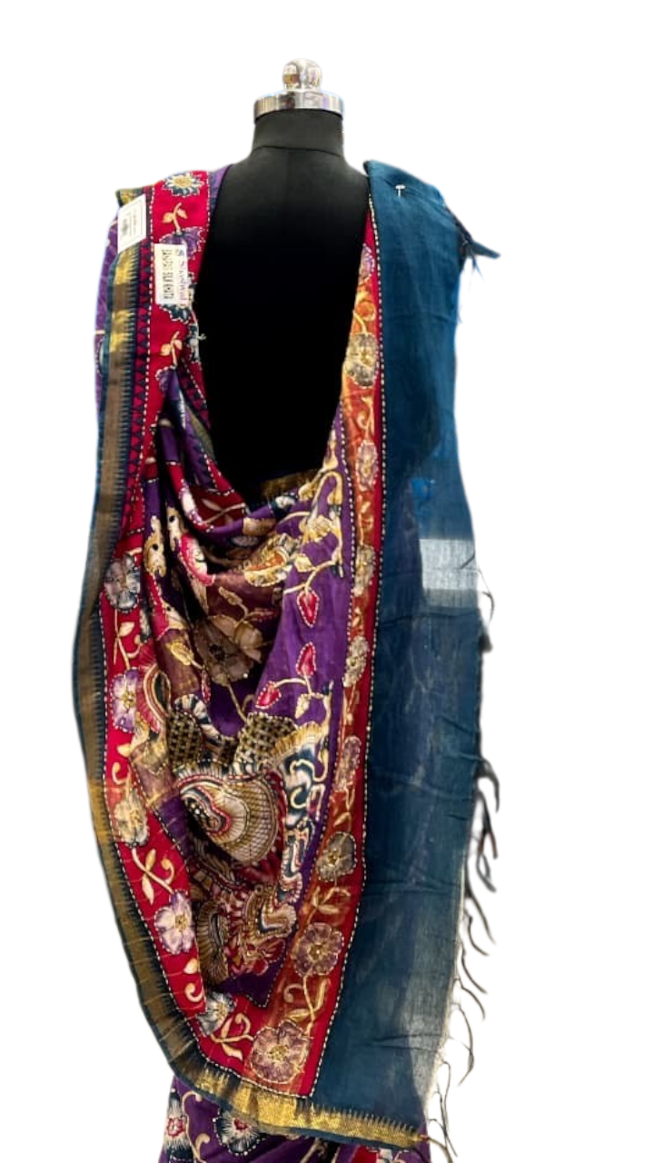 Royal Purple Kalamkari Silk Saree