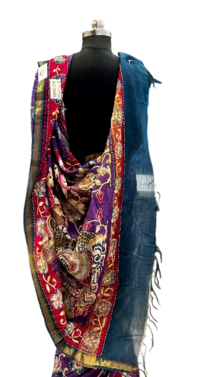 Royal Purple Kalamkari Silk Saree