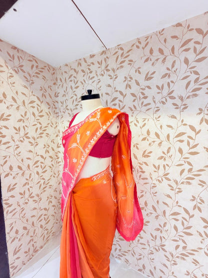 Pure chiffon saree in pastel tone (1004)